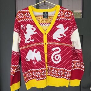 Wizarding World Harry Potter HOGWARTS BUTTON UP CARDIGAN SWEATER SMALL EXCELLENT